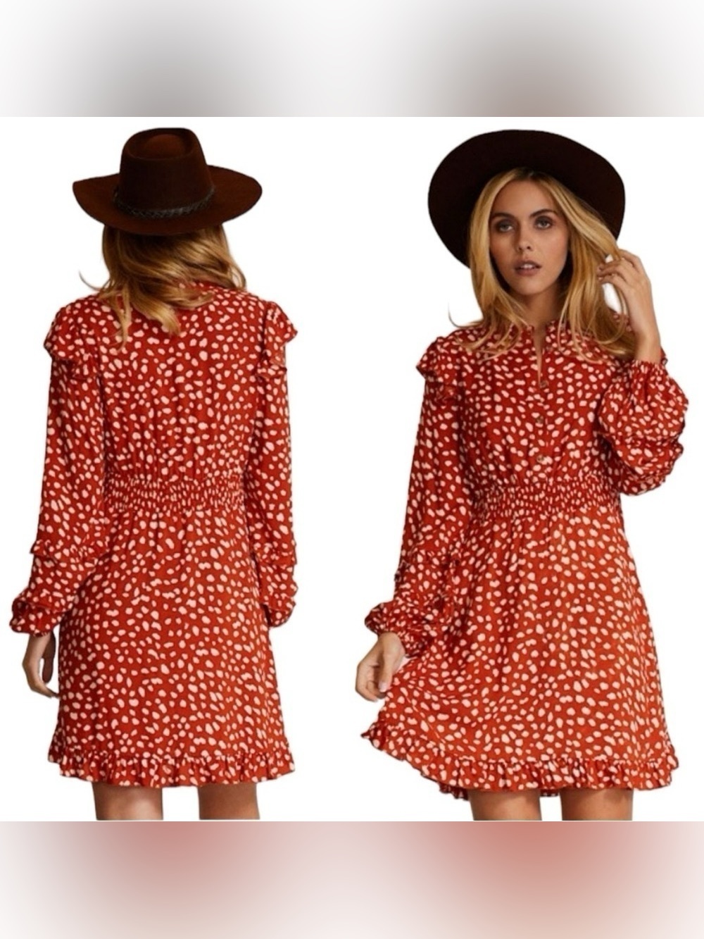 Miss Sparkling Long Sleeve Midi Dress In Red White Polka Dot XL NWOT